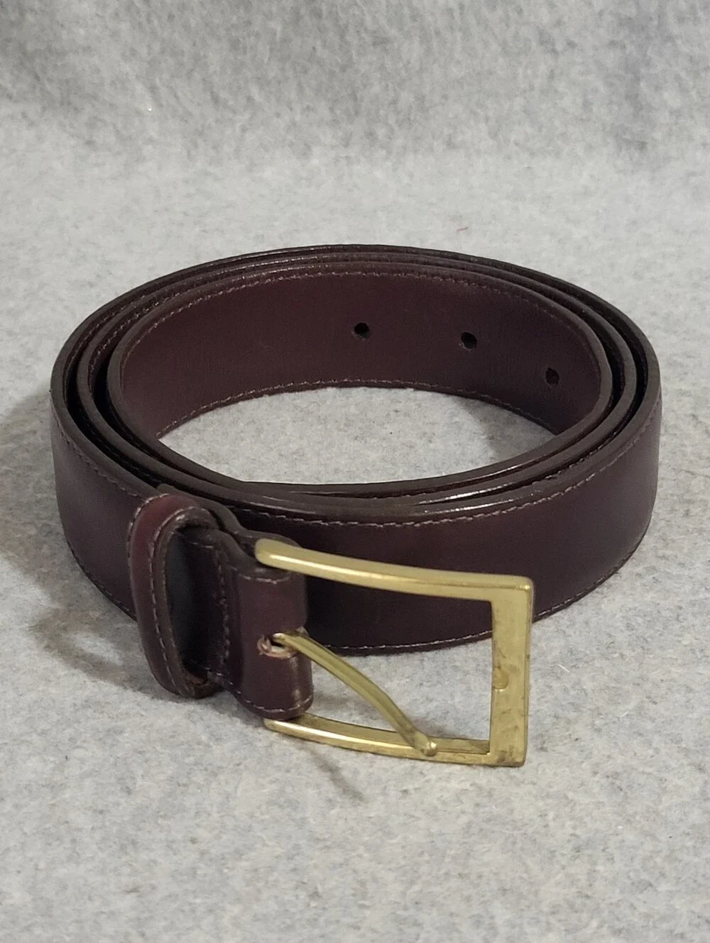 Brighton Belt Aniline Glazed Cowhide Glove Leather Brown Women's 36 Gold Buckle